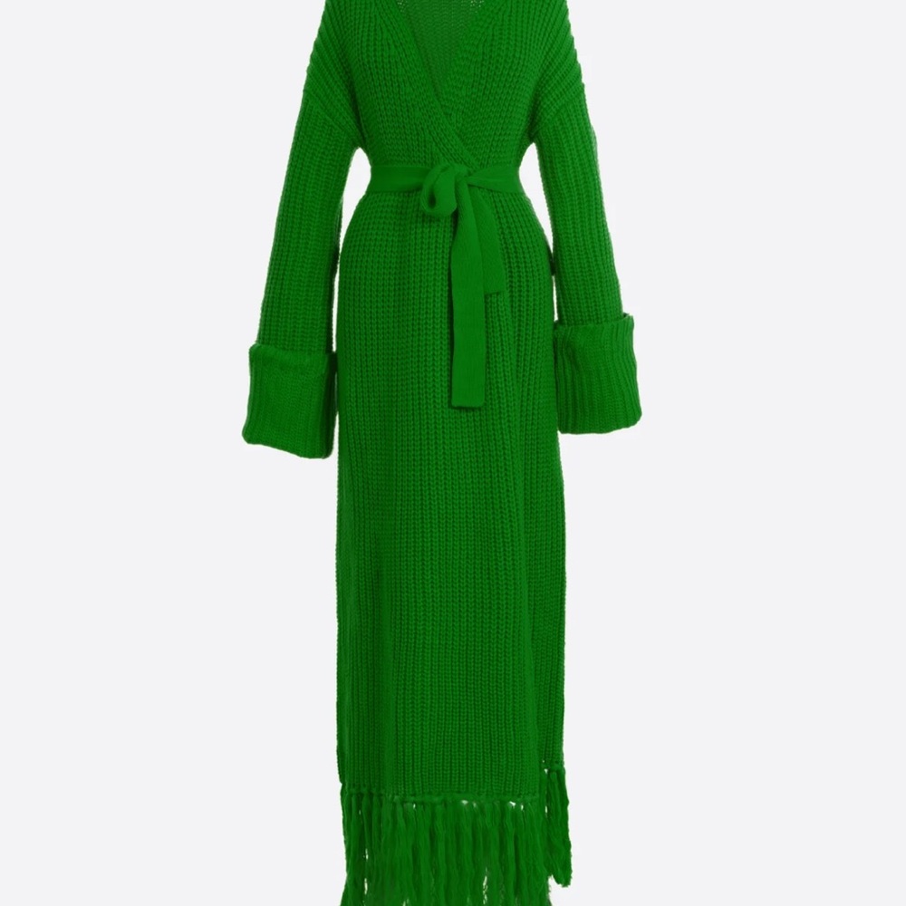 Hanifa Miya Green Knit Long Cardigan